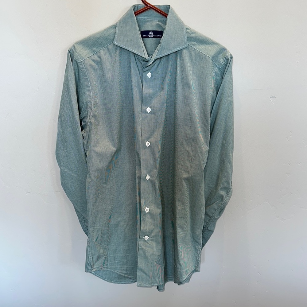 ITALIAN Eredi Pisano - Men’s Designer Dress Shirt - Size 15.5 - Green